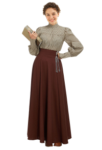 Medieval Renaissance Costume Victorian Outfit Edwardian Shirt Skirt Set with Waist Ornaments