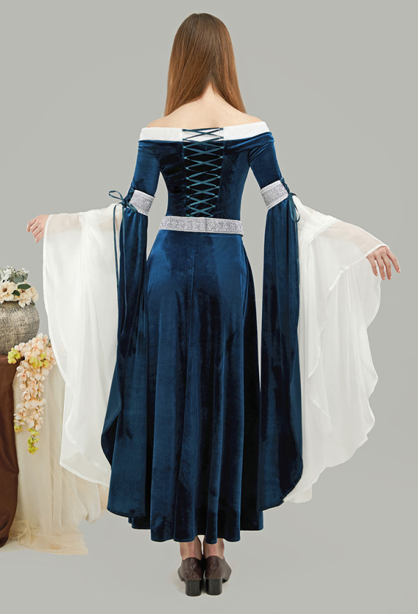 blue buttoned dress Renaissance Style Blue Pattern U-Back Corset Vest for LARP & Ren Faire –  retrorobe