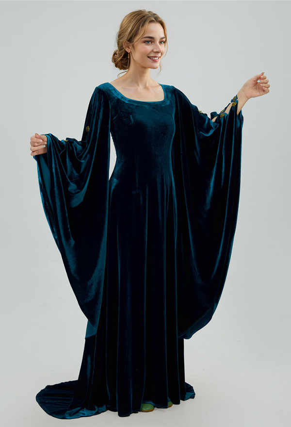 blue celtic dress Tasmin Puff Sleeve Midi Dress in Blue & Yellow Floral