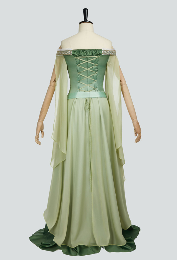 light green medieval dress Lime Green Satin Midi Dress main image 0