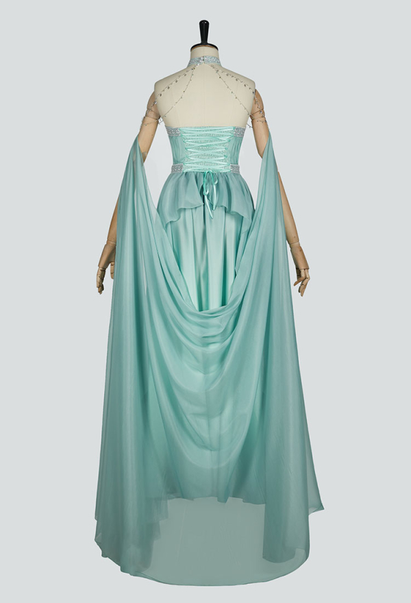 Robe Médiévale Renaissance - Robe De Fée Vintage Style Elfe à Décolleté Écharpe Avec Cape | Robe De Haute Qualité En Vente