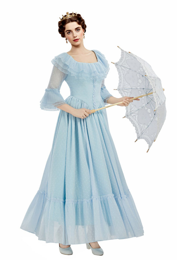 blue rococo dress Sky Blue Rococo Ball Gown – Lavish Courtly Elegance with a Hint of Baroque Style Dress Plus Size Size 2 / Blue main image 1