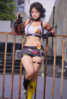 NARAKA: BLADEPOINT Feria Shen Cosplay Costume Short Tank Top and Shorts with Socks and Headwear