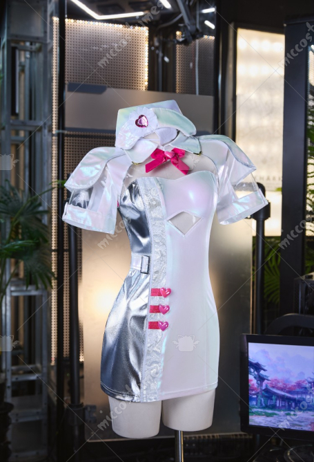 NARAKA: BLADEPOINT Valda Cui Healing Light Skin Cosplay Costume Dress with Hat and Bow Tie