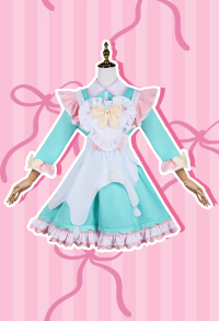 Needy Streamer Overload Ame Cosplay Costume Maid Outfit Dress with Apron and Socks