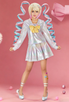 Premium Edition Needy Streamer Overload kAngel Default Outfit Cosplay Costume Top and Skirt with Leg Cuff and Bows