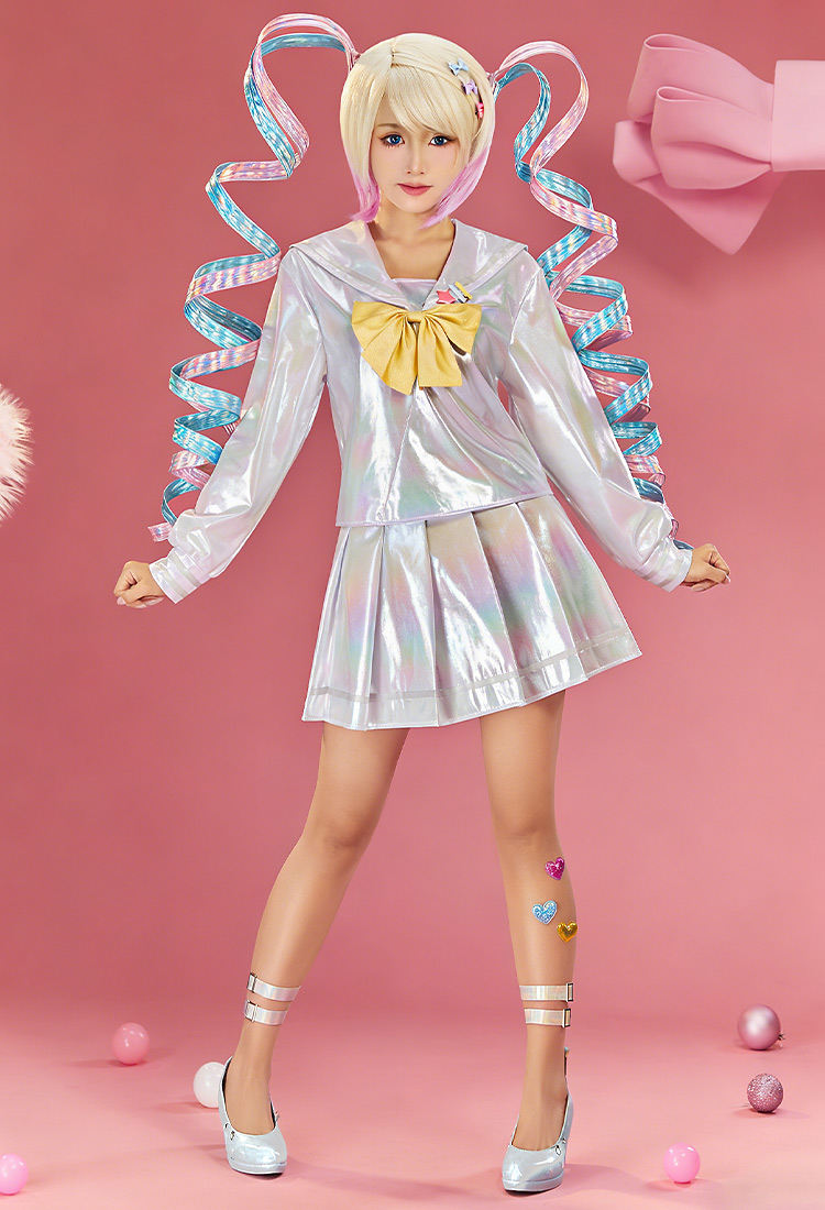 Premium Edition Needy Streamer Overload kAngel Default Outfit Cosplay Costume Top and Skirt with Leg Cuff and Bows