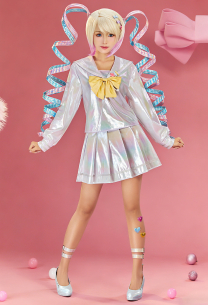 Édition Premium Needy Streamer Overload KAngel Tenue par défaut Costume cosplay Haut et jupe avec revers aux jambes et nœuds