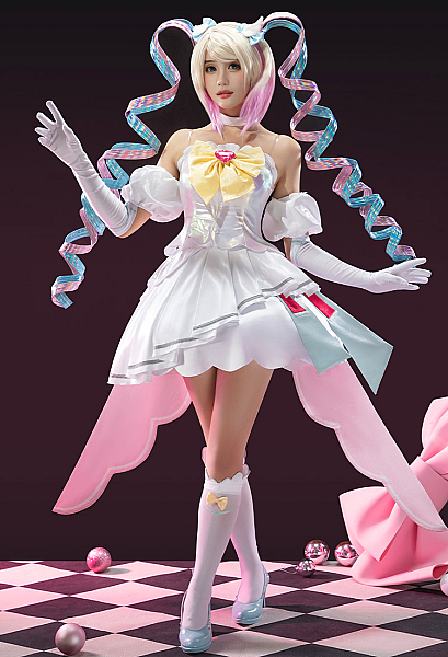 Needy Streamer Overload KAngel Stage Outfit Cosplay Costume Top and Skirt with Socks and Sleeves