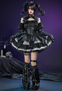 Needy Streamer Overload Rain Cosplay Costume Dress with Sleeves and Leg Warmers
