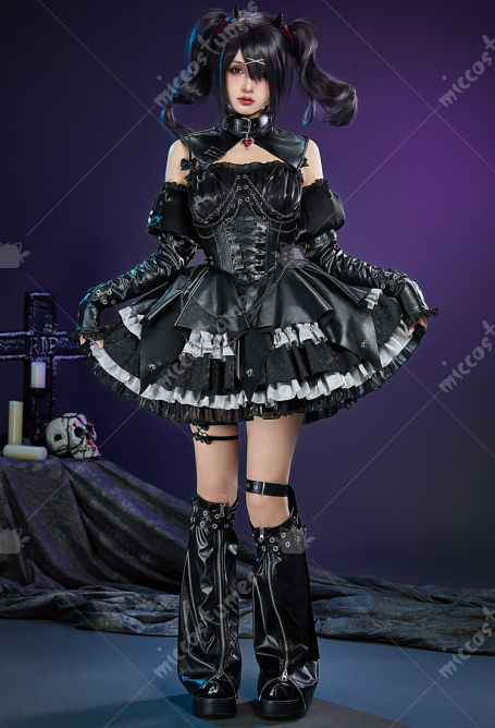 Needy Streamer Overload Rain Cosplay Costume Dress with Sleeves and Leg Warmers