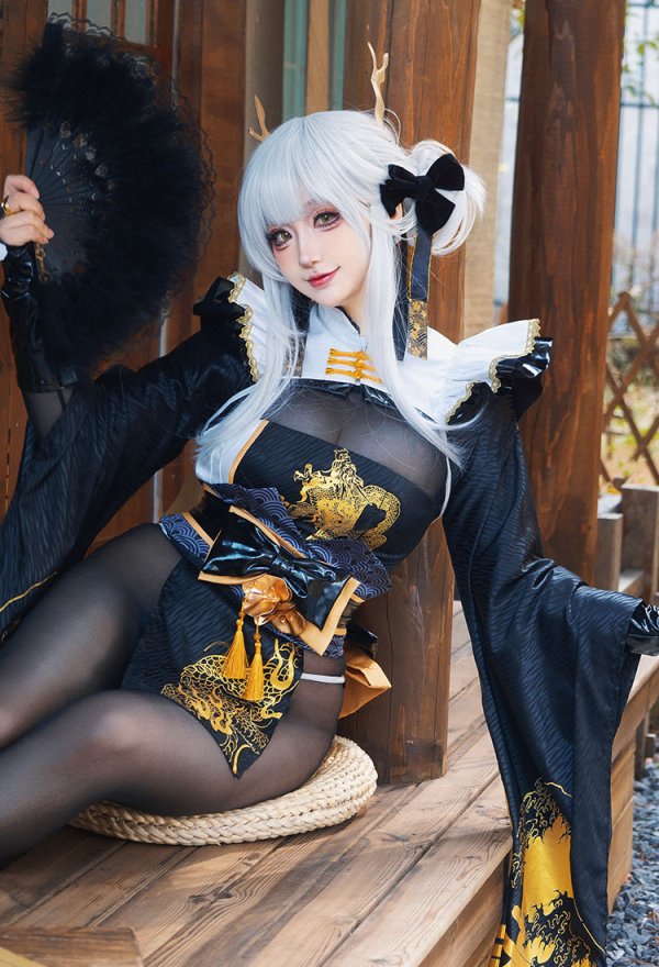 Blanc Disfraz de Cosplay Sexo Kimono Uniforme Completo con un Cinturón y Guantes