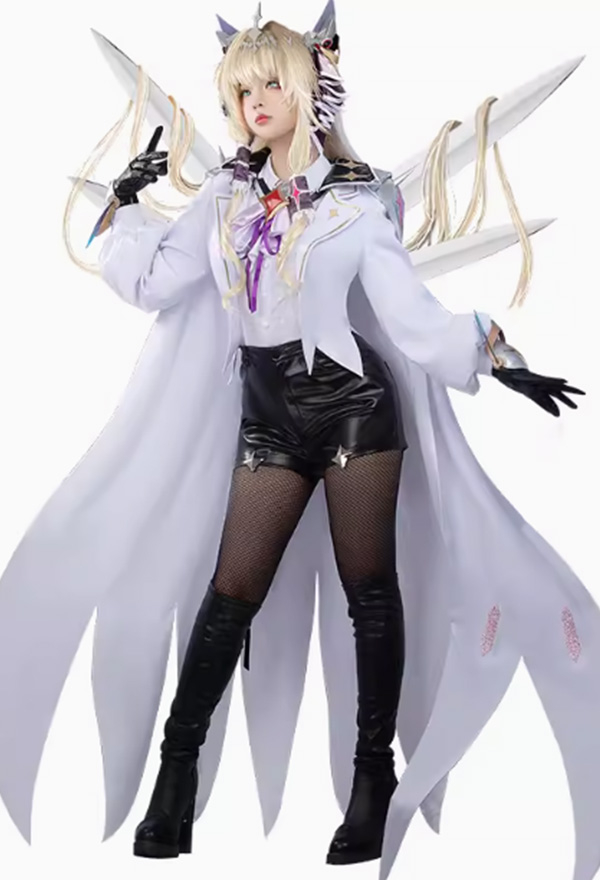 Goddess of Victory: Nikke Crown Cosplay Kostümjacke und Shorts Set mit Umhang