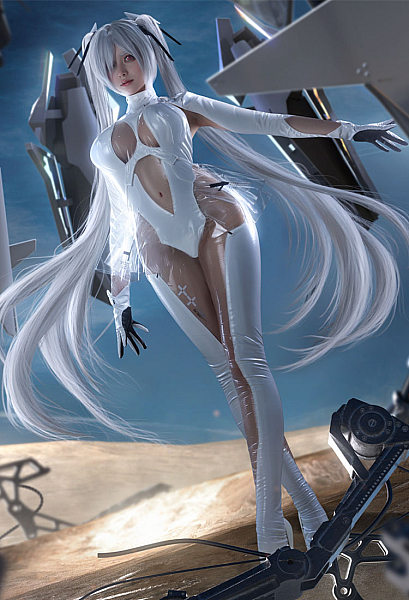Goddess of Victory: Nikke Cinderella Cosplay Costume Jumpsuit with Gloves Headpiece