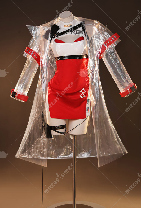 Goddess of Victory: Nikke Ying Ning Cosplay Costume Dress with Transparent Coat and Thong