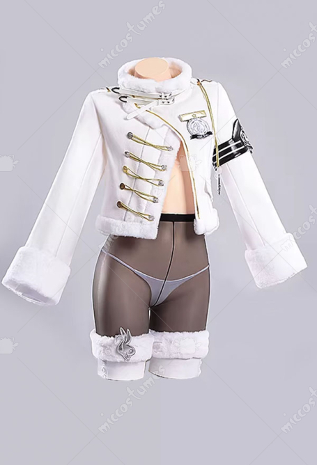 Goddess of Victory: Nikke Blanc Fortune Express Skin Cosplay Costume Top and Pantyhose with Thong and Hat