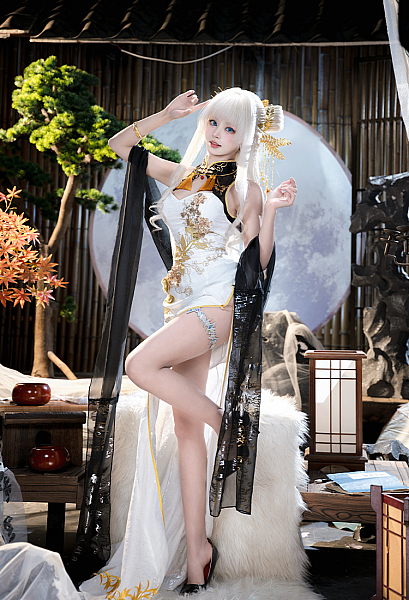 Goddess of Victory: Nikke Crown Glorious Flower Skin Cosplay Costume Dress with Shawl and Tiara