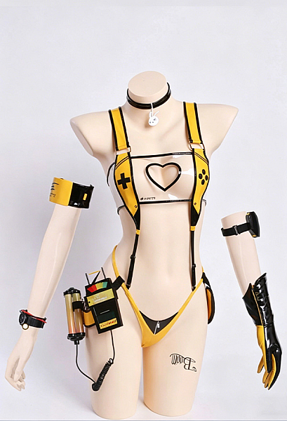 Goddess of Victory: Nikke Elegg Cosplay Costume Swimsuit Bodysuit with Thong and Choker