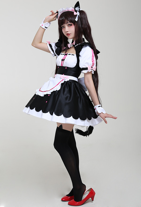 Nekopara Chocola Cosplay Vestido de Sirvienta con Orejas de Gato