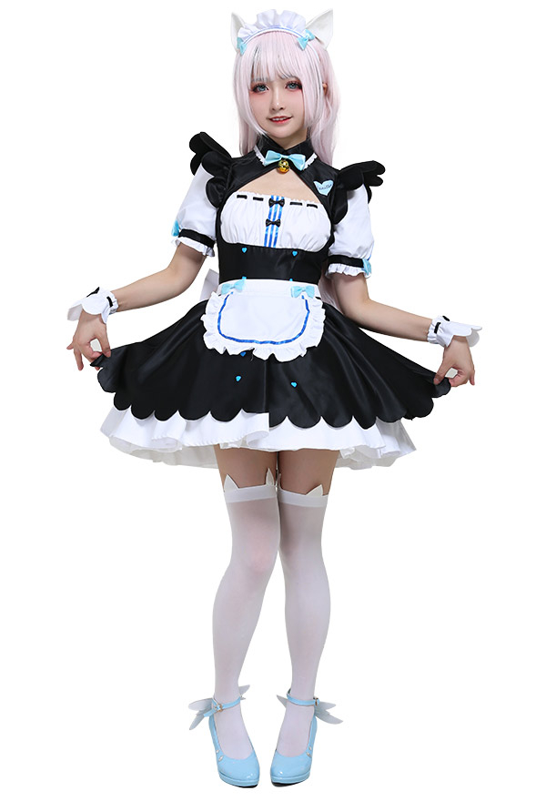 Nekopara Costume de Cosplay Vanilla Robe de Femme de Chambre avec Oreilles de Chat