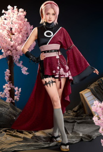Ninja Sakura Derivative Outfit Asymmetrical Coat and Sleeveless Top with Shorts and Waist Cincher