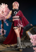 Ninja Sakura Derivative Outfit Asymmetrical Coat and Sleeveless Top with Shorts and Waist Cincher