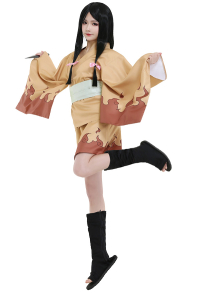 Ninja Hyuuga Hanabi Cosplay Costume Printed Kimono with Hair Bow-tie