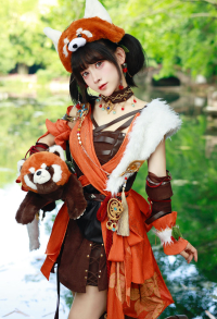 Justice Cosplay Costume Panda Dress and Apron with Tail and Headpiece