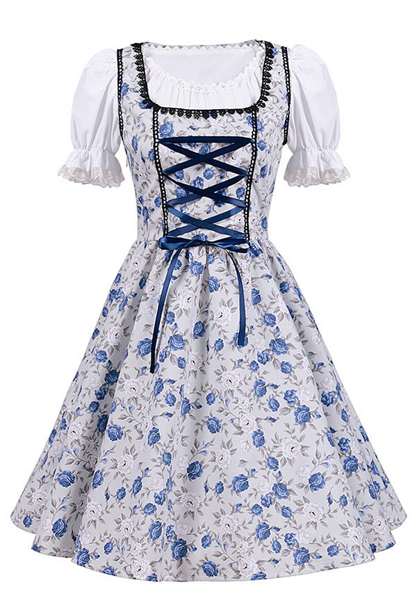 Robe Dirndl Traditionnelle Bavaroise Pour Femme - Ensemble Complet (robe, Chemisier, Tablier) - Pour Oktoberfest, Carnaval, Fêtes - Taille 34 à 48