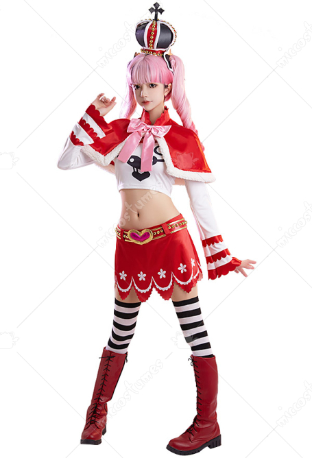 Perona One Piece Cosplay Kurz Umhang Rock Socken Gürtel Krone Zubehör Set Cosplay Kostüm