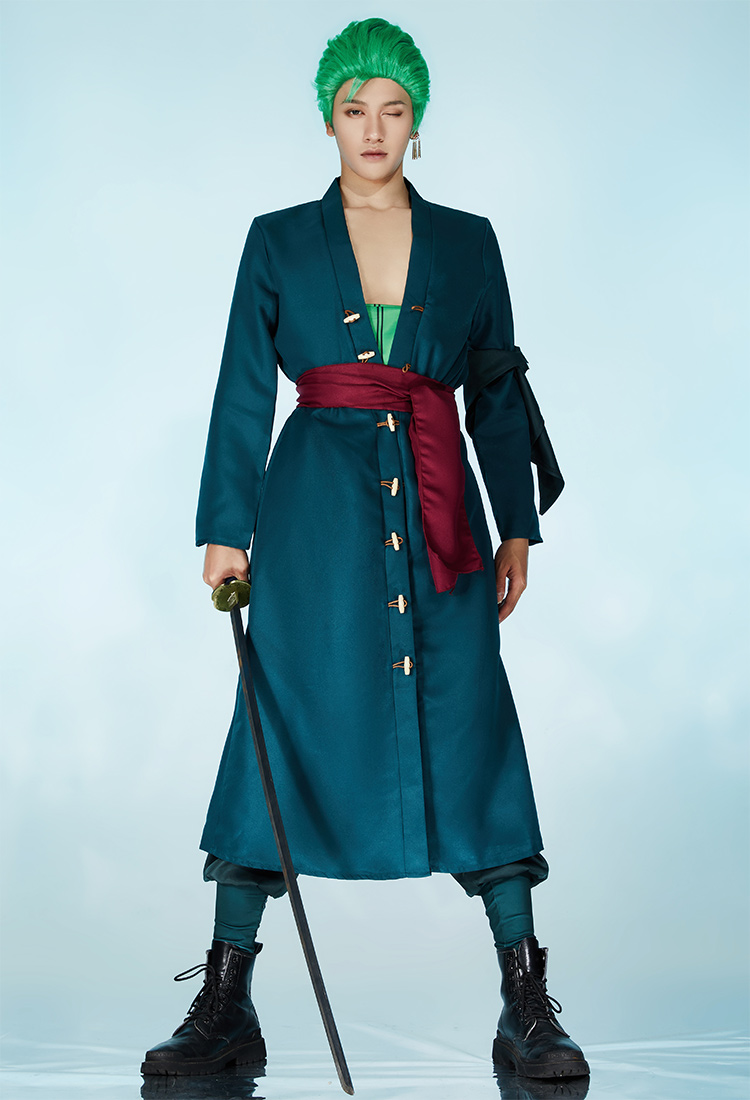 OP Roronoa Zoro Cosplay Costume Green Coat Uniform Set