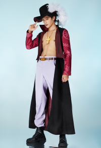 OP Hawk Eyes Cosplay Costume Jacket and Trousers with Belt and Hat