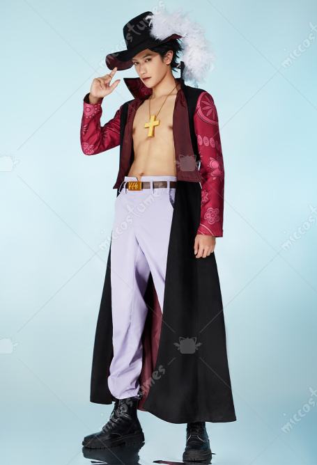 OP Hawk Eyes Cosplay Costume Jacket and Trousers with Belt and Hat