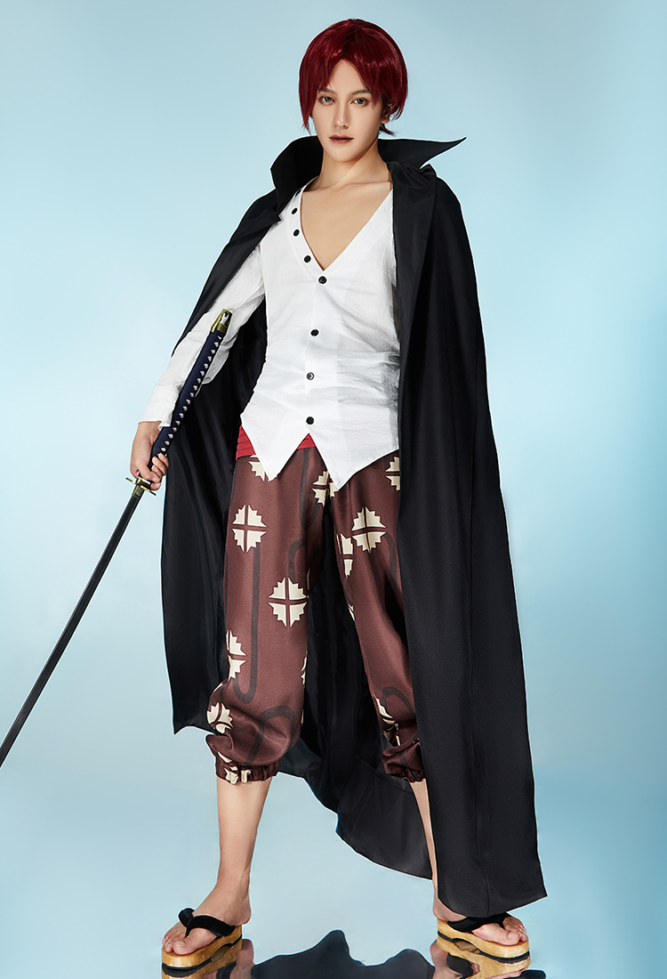 OP Red-Haired Cosplay Costume Shirt Pants Set with Cloak Belt