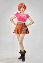 OP Nami Cosplay Costume Pink Hollow Short Sleeve Top