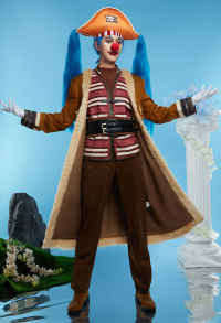OP Buggy Cosplay Costume Long Coat and Vest with Trousers and Gloves