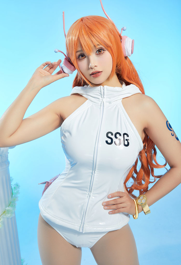 COSWHO Nami Cosplay Bikini Nami Tattoo Costume Set