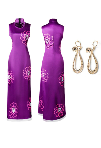 OP Snake Princess Cosplay Costume Long Sleeveless Slim Dress and Earrings