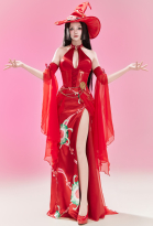 OP Snake Princess Halloween Witch Style Costume Dress with Skirt and Hat