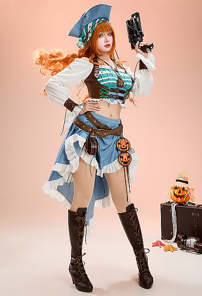 OP Nami Cosplay Costume Halloween Pirate 