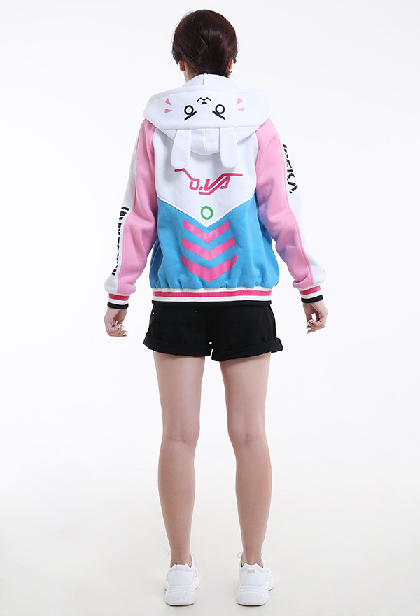 Overwatch DVA Hana Song Lindo Anime Mercancía Chaqueta de Béisbol Sudadera con Capucha Diaria Disfraz de Cosplay