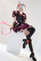 OW Juno Cosplay Costume Black Ver Heart of Hope Skin Top and Skirt with Pantyhose Wing