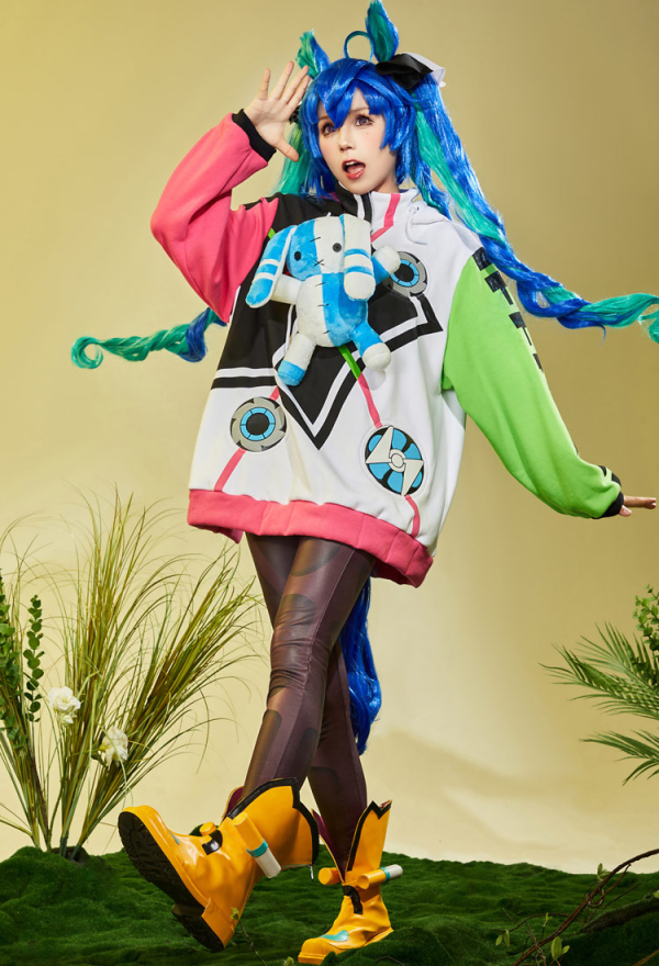 Uma Musume Pretty Derby Costume de Cosplay Twin Turbo Sweat à Capuche et Pantalon Vert Rose avec Poupée