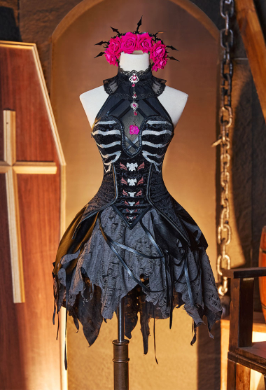 P3/P5 BERRY Cosplay Costume Gothic Outfit Top and Skirt with Headband and Socks