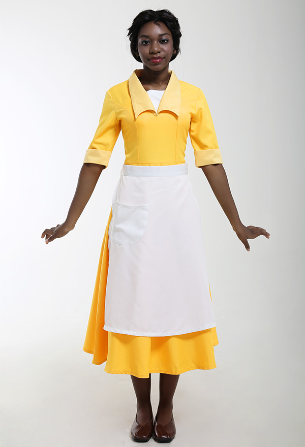 Robe Jaune De Jeune Fille Princesse Cosplay Costume Femme De Ménage Robe Inspirée Par La Princesse Tiana