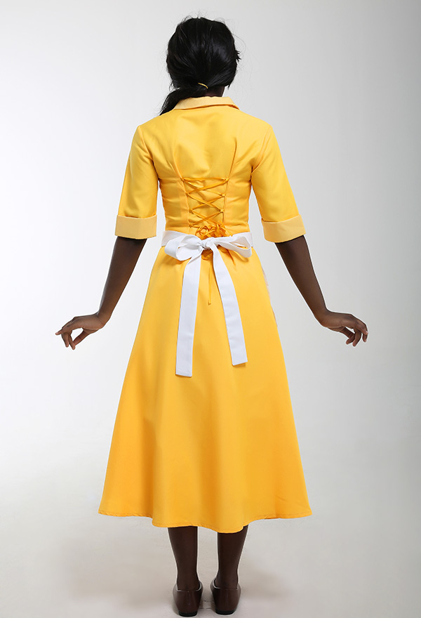 Robe Jaune De Jeune Fille Princesse Cosplay Costume Femme De Ménage Robe Inspirée Par La Princesse Tiana