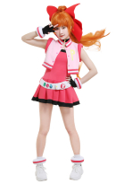 Girls Z Costume de Cosplay Momoko Akatsutsumi Belle Robe Magenta avec Veste Rose Clair