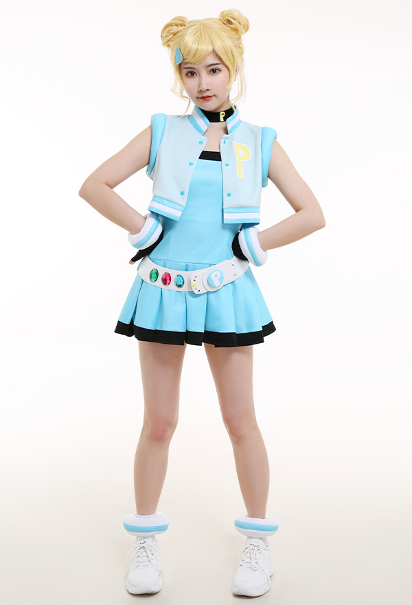 Girls Z Costume de Cosplay Miyako Gotokuji Rebelle Robe Bleue avec Veste