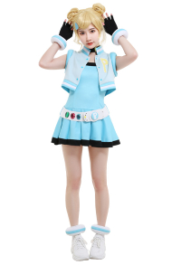 Girls Z PPGZ Rolling Bubbles Miyako Gotokuji Cosplay Costume Sleeveless Vest Coat Short Pleated Dress Transformation Outfit with Gloves Choker Headdress Belt Accessories