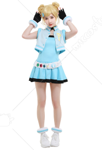 Girls Z PPGZ Rolling Bubbles Miyako Gotokuji Cosplay Costume Sleeveless Vest Coat Short Pleated Dress Transformation Outfit with Gloves Choker Headdress Belt Accessories